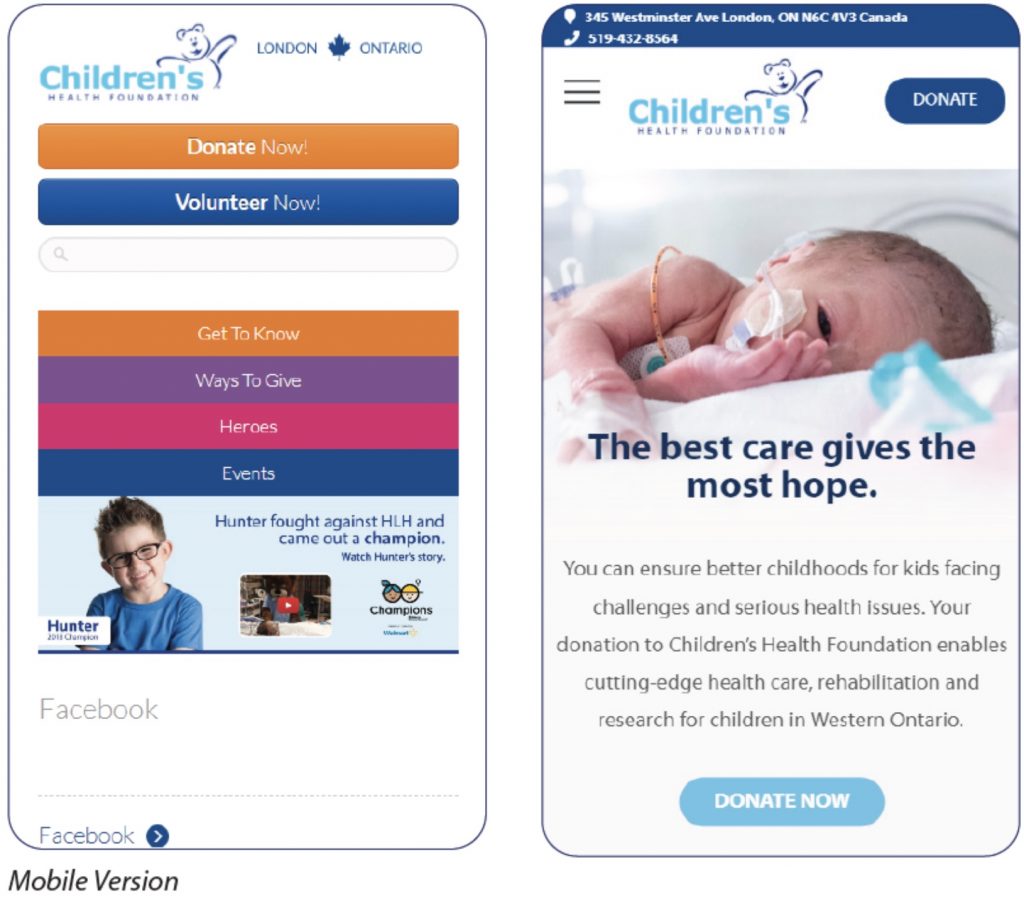 CHF website on mobile compare